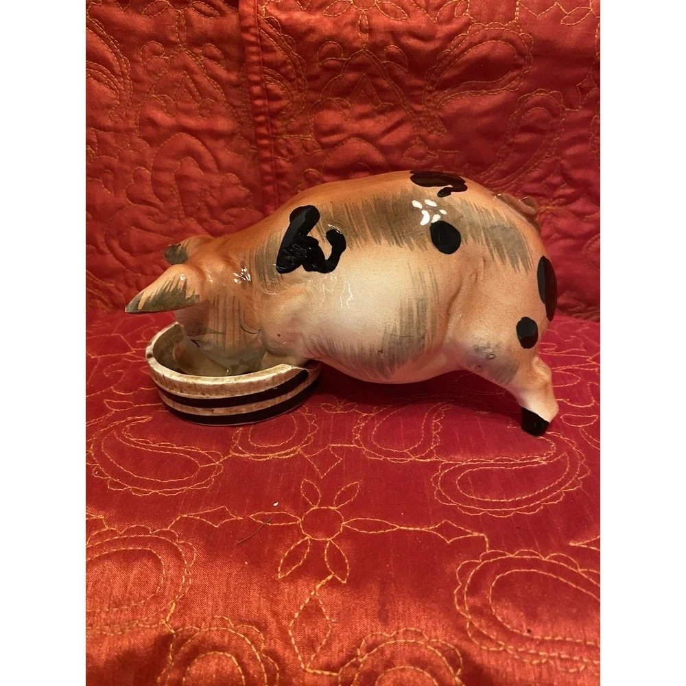 VTG Hungry Hog Eating Figurine‎ With Dish Chase JAPAN